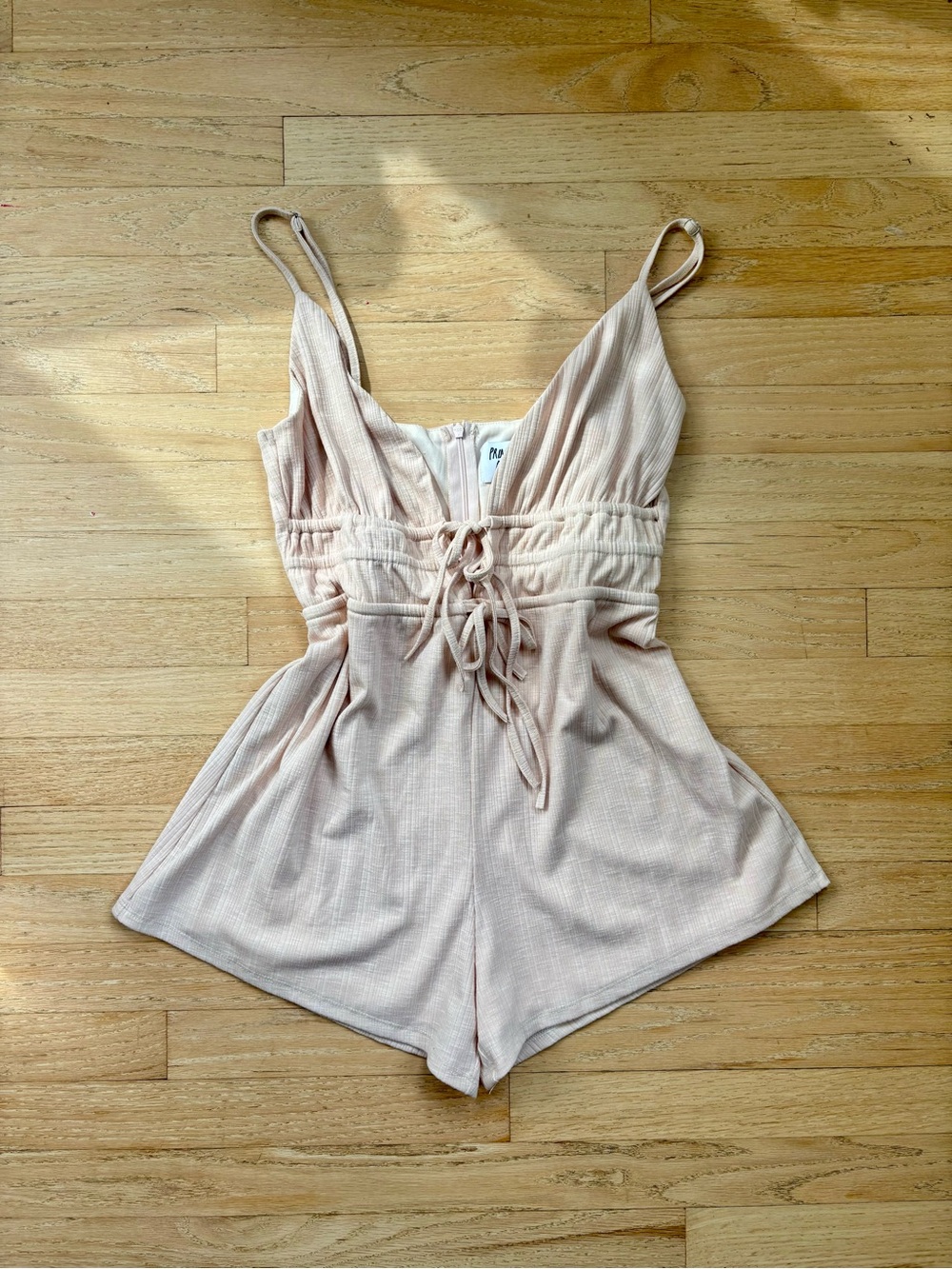 Princess Polly Tie Front Romper Adjustable Beige Size 4